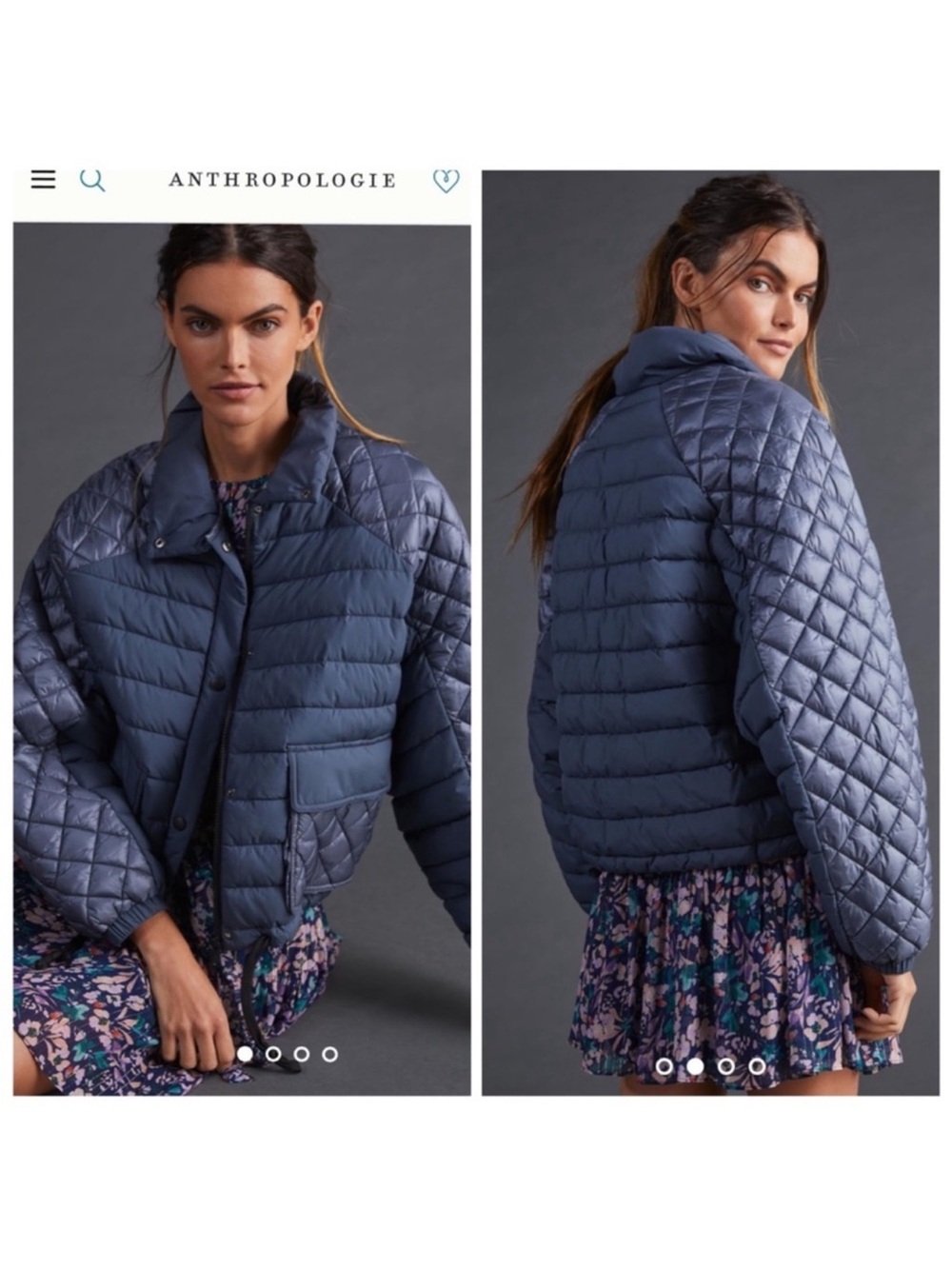 Anthropologie Bernardo Quilted
Puffer Jacket Size XL Blue Lightweight WarmWinter